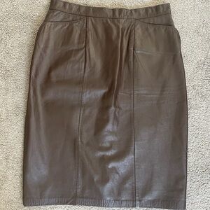 Vintage Brown Leather Pencil Skirt
